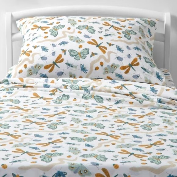 Pillowfort Insect Print 100% cotton Kids Full Size Sheet Set - Picture 7 of 9